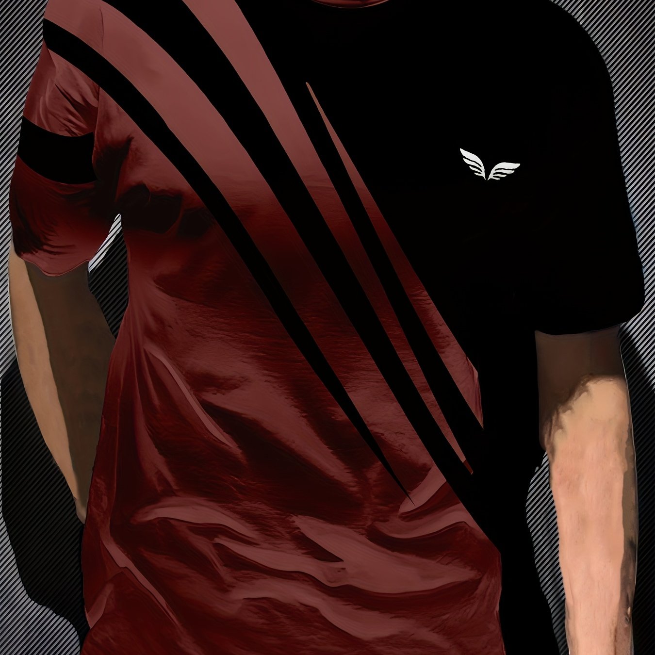 Men'S Casual Short Sleeve T-Shirt with Bold "FIGHT" Print - Black  Red Graphic Tee, Round Neck, Lightweight Polyester Blend for Summer, Everyday Tshirt   Bold Graphic Tee   Comfortable Fit