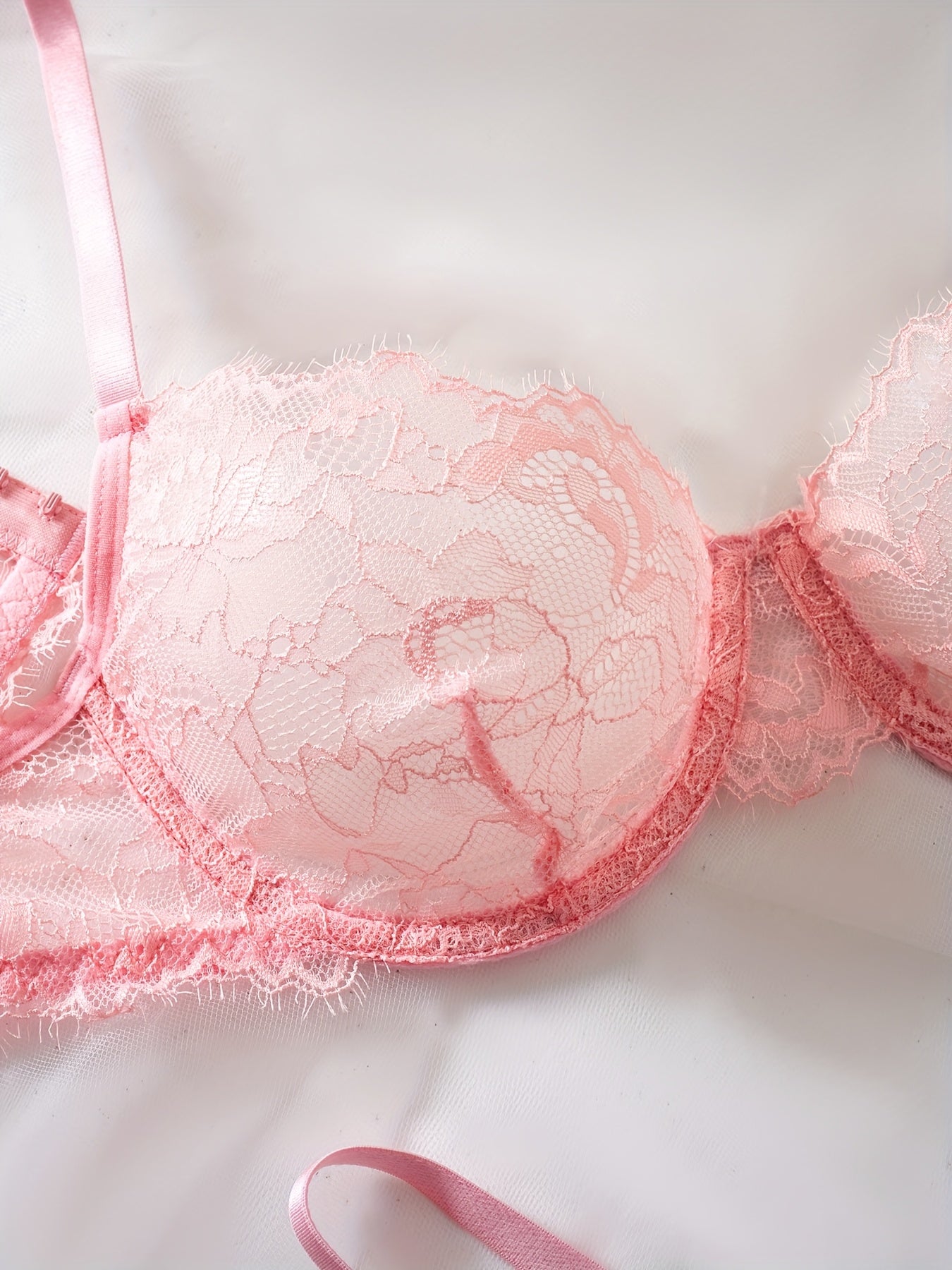 Sexy Lace Eyelash Strappy Lingerie Set for Women