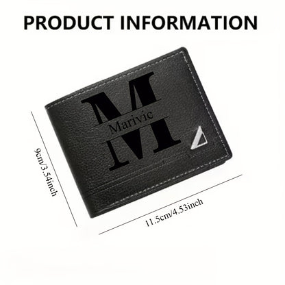 Custom Letter Solid Color Men's Wallet, Black Stylish Foldable Card Holder, Casual Men's Coin Purse, Suitable as a Birthday Gift for Husband, Holiday Anniversary Gift