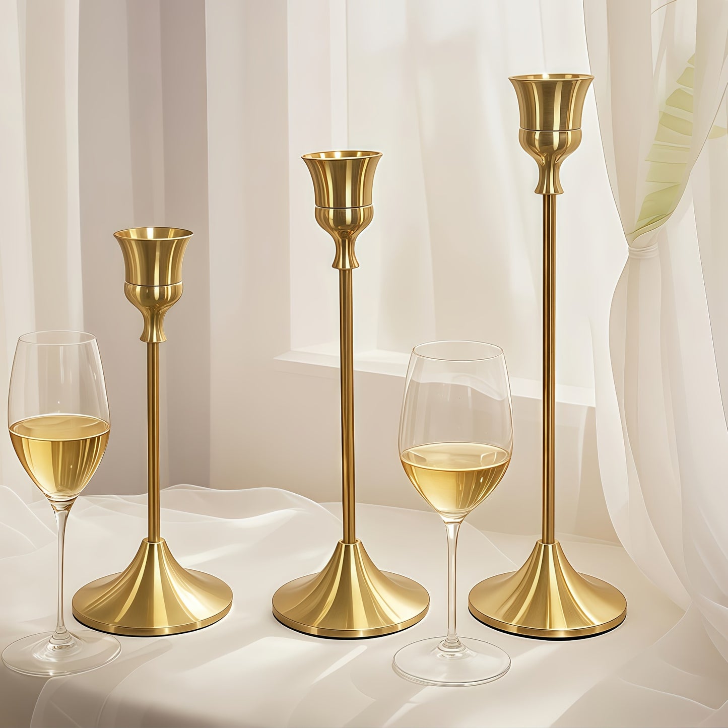 3pcs of Gorgeous Single-Head Metal Candlesticks, Detachable, Suitable for Dating Candlelight Dinner Props, Restaurant Hotels, Home Daily Table Decoration, Birthday Parties, Wedding Event Table Decoration, Christmas Valentine'