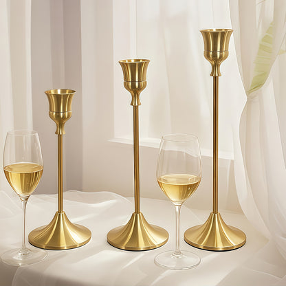 3pcs of Gorgeous Single-Head Metal Candlesticks, Detachable, Suitable for Dating Candlelight Dinner Props, Restaurant Hotels, Home Daily Table Decoration, Birthday Parties, Wedding Event Table Decoration, Christmas Valentine'