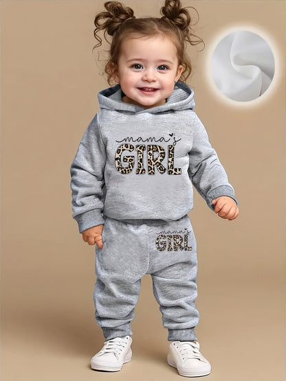 Baby Girls Leopard Print Fleece Hoodie & Pants Set