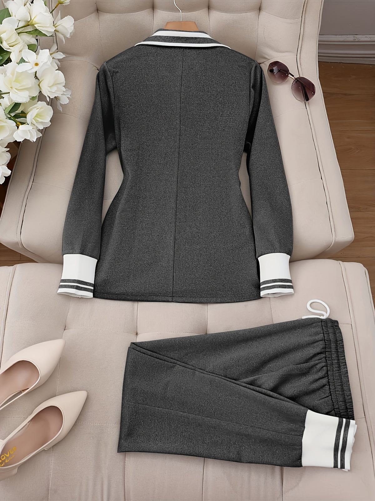 Elegant Solid Color Street Suit and Pants Set for Adults - ayq