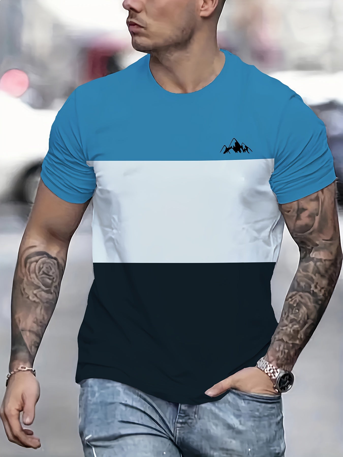 Men'S New Striped Quick-Dry T-Shirt, Featuring 3D Printing, a Round Neck, Mesh Fabric, Short Sleeves, Perfect for Casual Wear And Fitness.