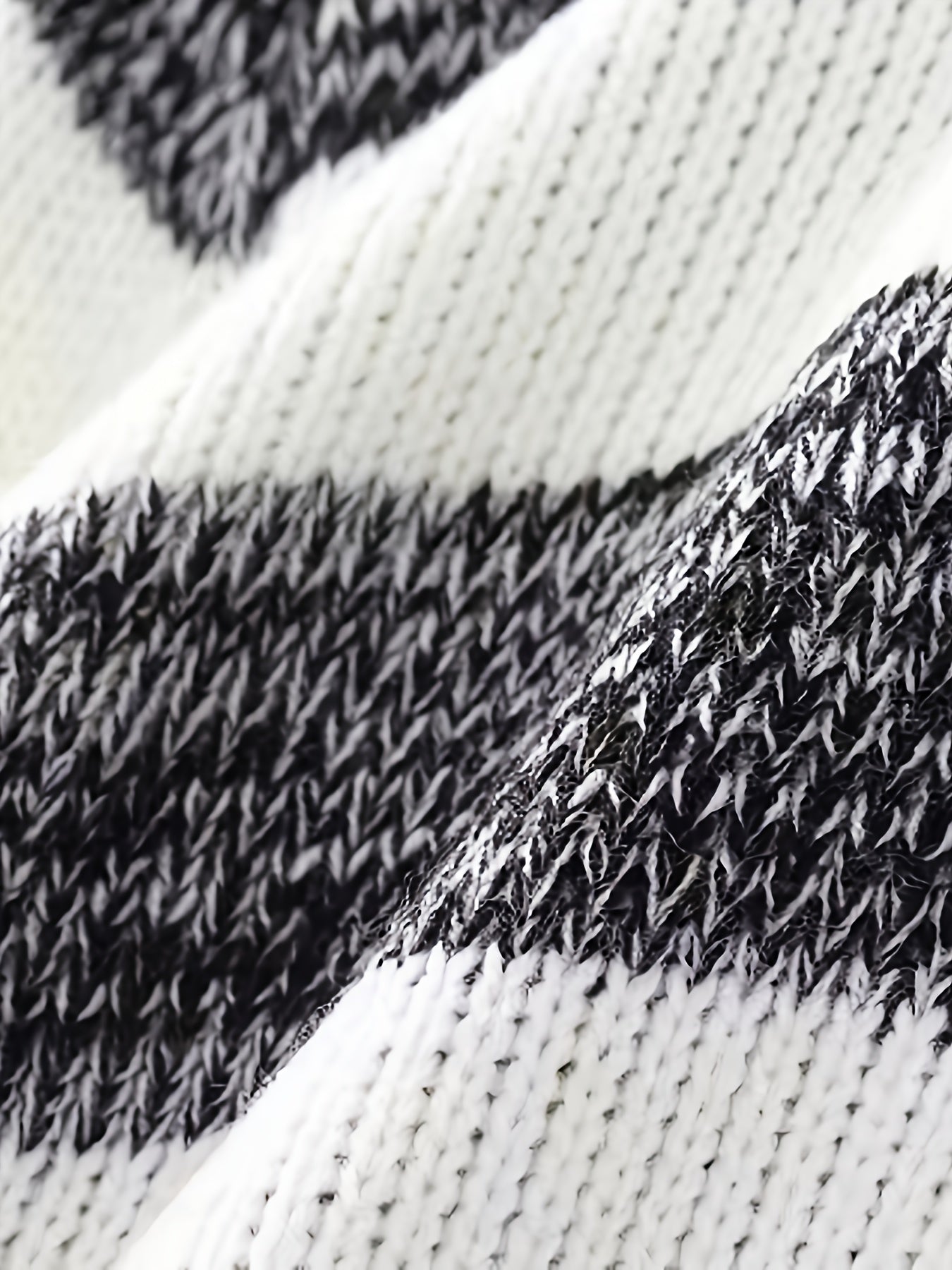 Men'S Stylish Black & White Striped Knit Pullover Sweater - High Neck, Long Sleeve, Ribbed Cuffs, Casual Fall/Winter Wear, Casual Wear Sweater | Highneck Sweater | Knit Construction, Sweater Vest