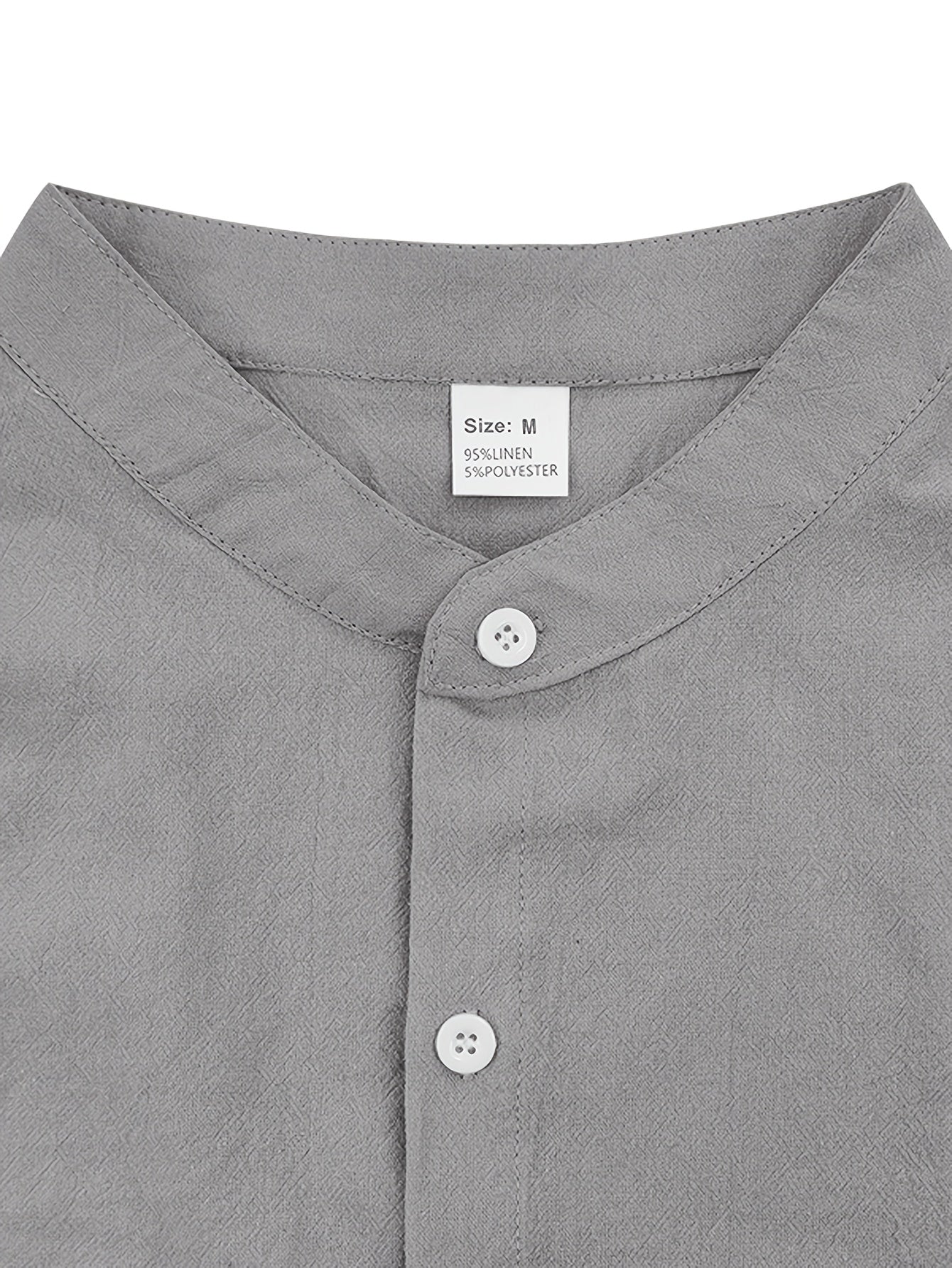 Men's Linen Short Sleeve Shirt & Solid Shorts Set for Summer