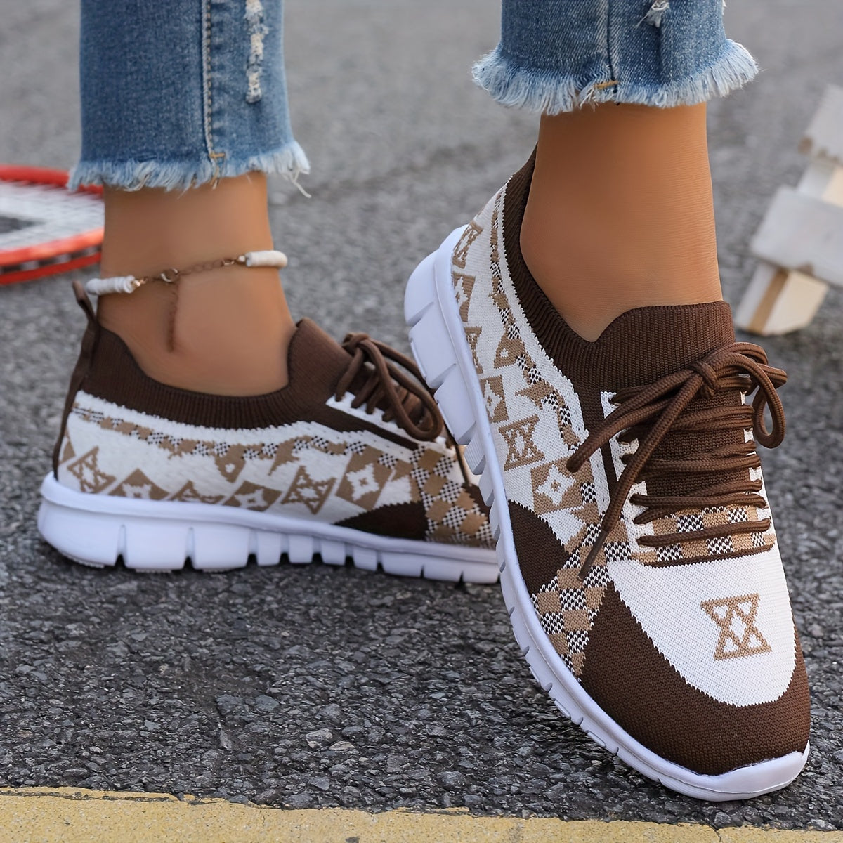 Women's Casual Sneakers Comfort Sport Shoes Fabric Knit Breathable Slip-On All-Season Walking Flats - EVA Sole Non-Slip Athletic Running Footwear - Taizhou North America  Europe Exclusive