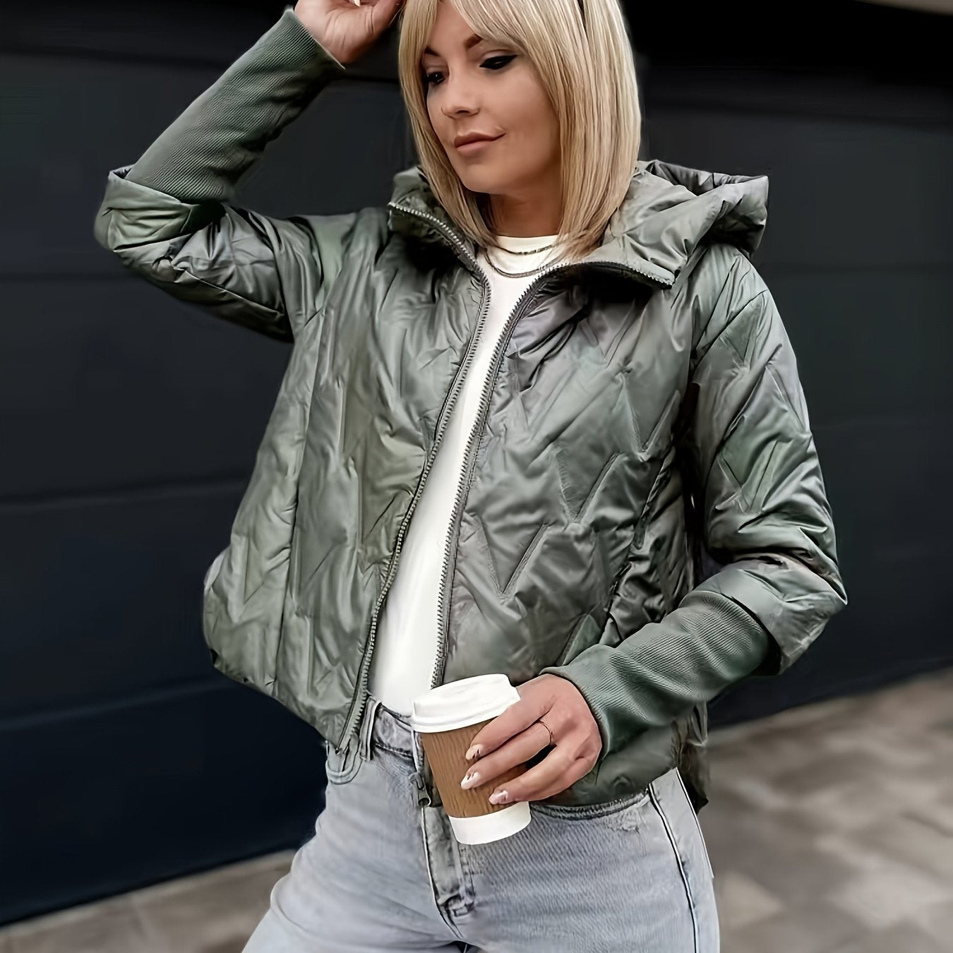 Women'S Lightweight Hooded Zip-Up Jacket - Casual Long Sleeve, Solid Color, Warm & Stylish for Fall/Winter, Perfect for Casual Attire, Casual Winter Wear | Hooded Zipper Jacket | Zippered Jacket