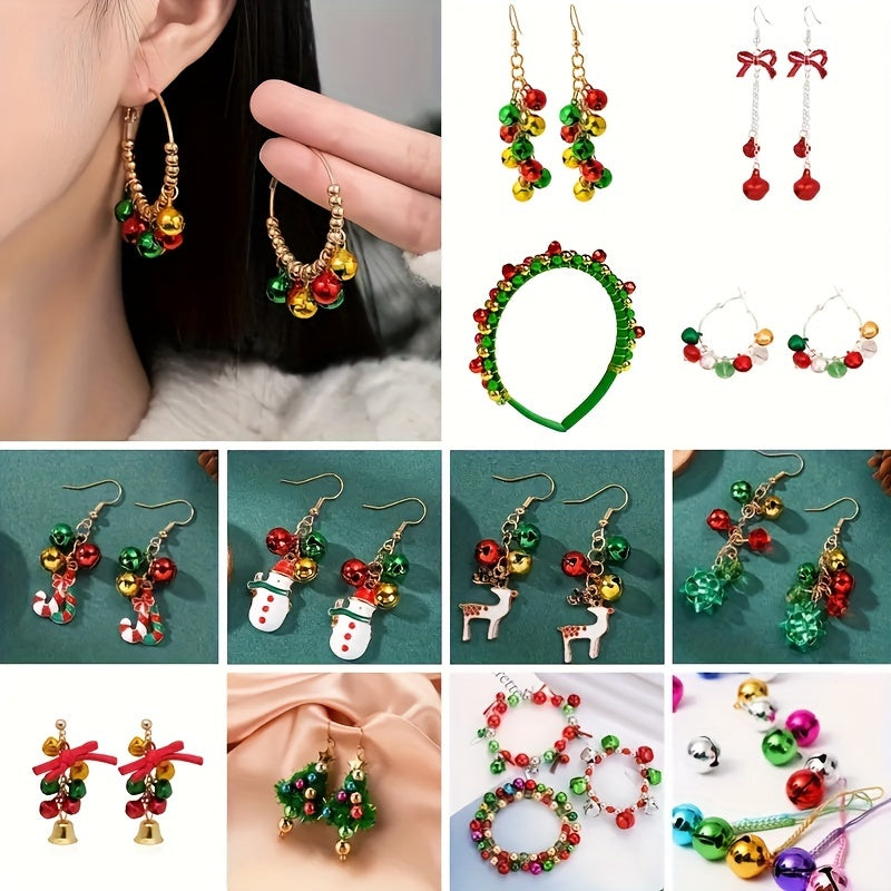 100 PCS, 6mm-10mm Festive Christmas Jingle Bells - Perfect for DIY Jewelry and Holiday Decorations