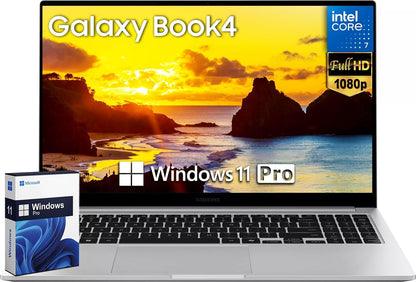 SAMSUNG Galaxy Book4 Business Laptop Copilot AI PC, 15.6" FHD Display, Core 7-150U (Beats I7-1335U), 16GB RAM, 2TB SSD, Backlit KB, Windows 11 Pro