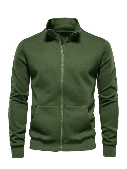 Men'S Lightweight Breathable Zip-Up Jacket - Casual Outdoor Windbreaker with Kangaroo Pocket, Soft Shell Design for Hiking, Fishing, Gym & Streetwear - Spring/Fall Layering Essential, Fishing Attire, Stylish Stand Collar, Dur