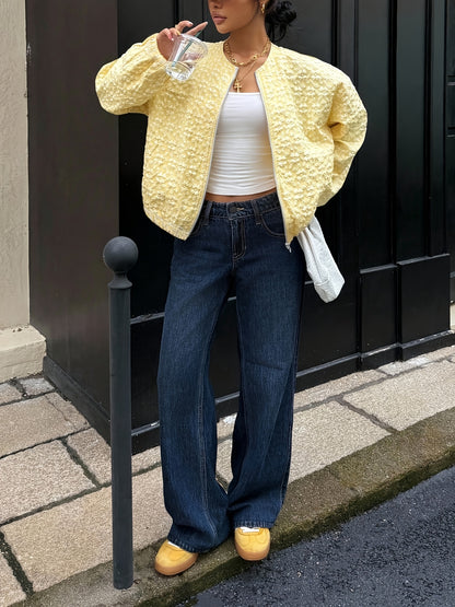 Solid Color Zip-Up Casual Jacket