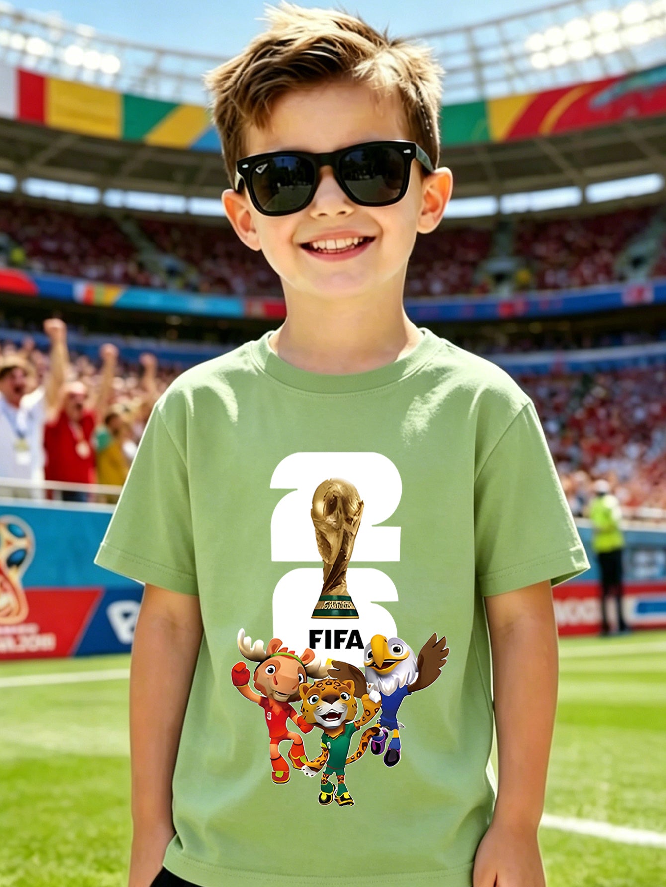 2026 World Cup Digital Trophy Cotton T-Shirt for Kids