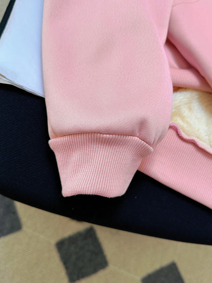 Women'S Plus Size Winter Warm Hooded Sweatshirt with Merry Christmas & Happy New Year Print - Thick Fleece-Lined Oversized Pullover, Cozy Casual Sweater for Christmas, Halloween Gifts, Christmas Sweatshirt, Festive Clothing,