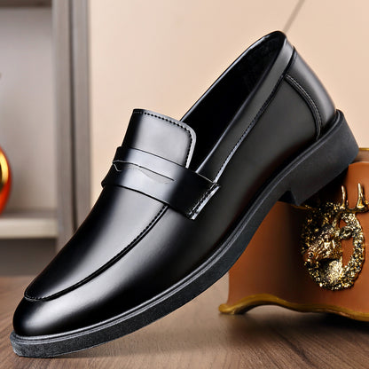 Men's Glossy Slip-On Formal Dress Shoes Low-Top PU Leather