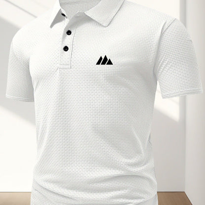 FS1128 Style Men'S Jacquard Polo Shirt with Unique Print Patterns, Casual Short Sleeves, Summer Fashion, Breathable Embossed Top, a Perfect Gift - ayq