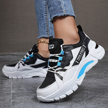 Women's Fashion Sneakers Geometric Pattern Low-Top with EVA Sole, Lace-Up Casual Sports Shoes, Hand-Washable Fabric Inner, All-Season Comfort Footwear with Plain Toe Design