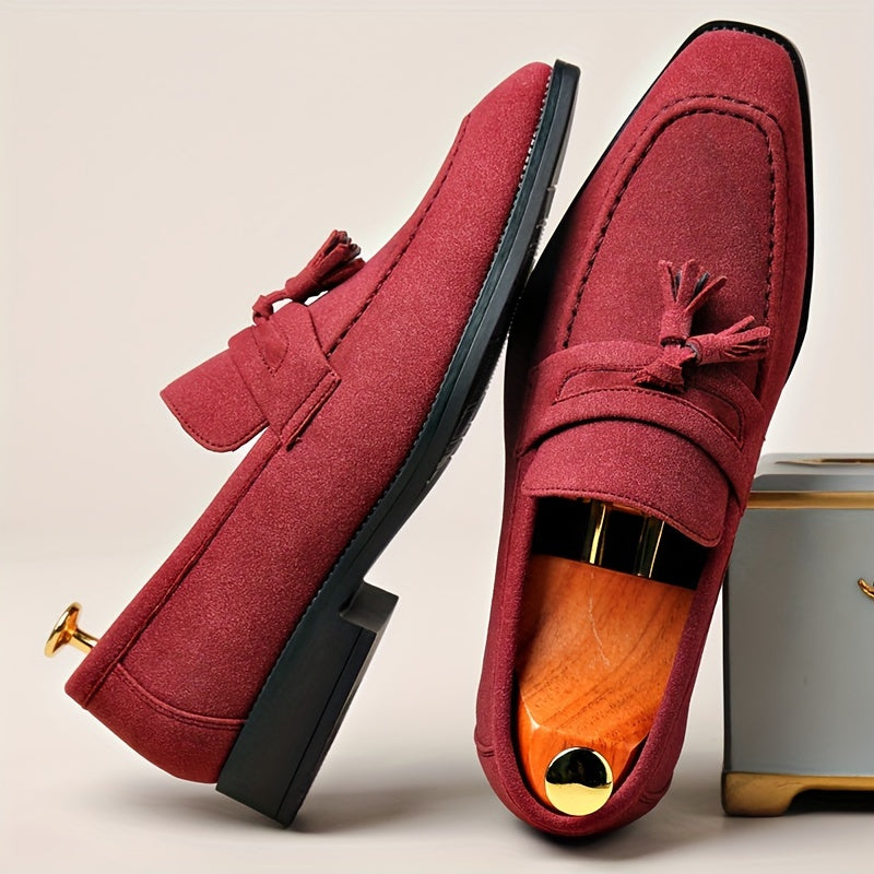 Men's Slip-On Tassel Loafers with Rubber Sole - Casual & Business