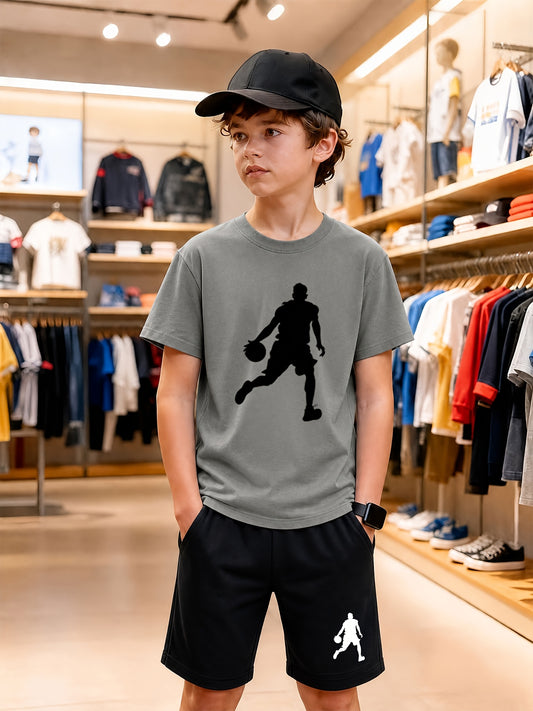 Boys' Cotton T-Shirt & Shorts Set Casual Athletic Style