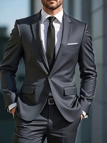 Men's Skinny Fit 2-Piece Suit Set with Blazer & Trousers