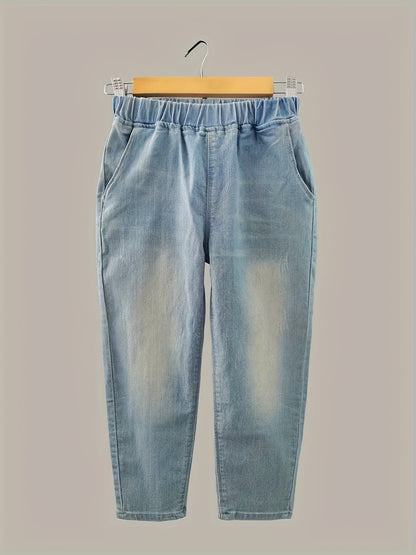Boys' Slim Fit Casual Jeans with Alphabet Pattern