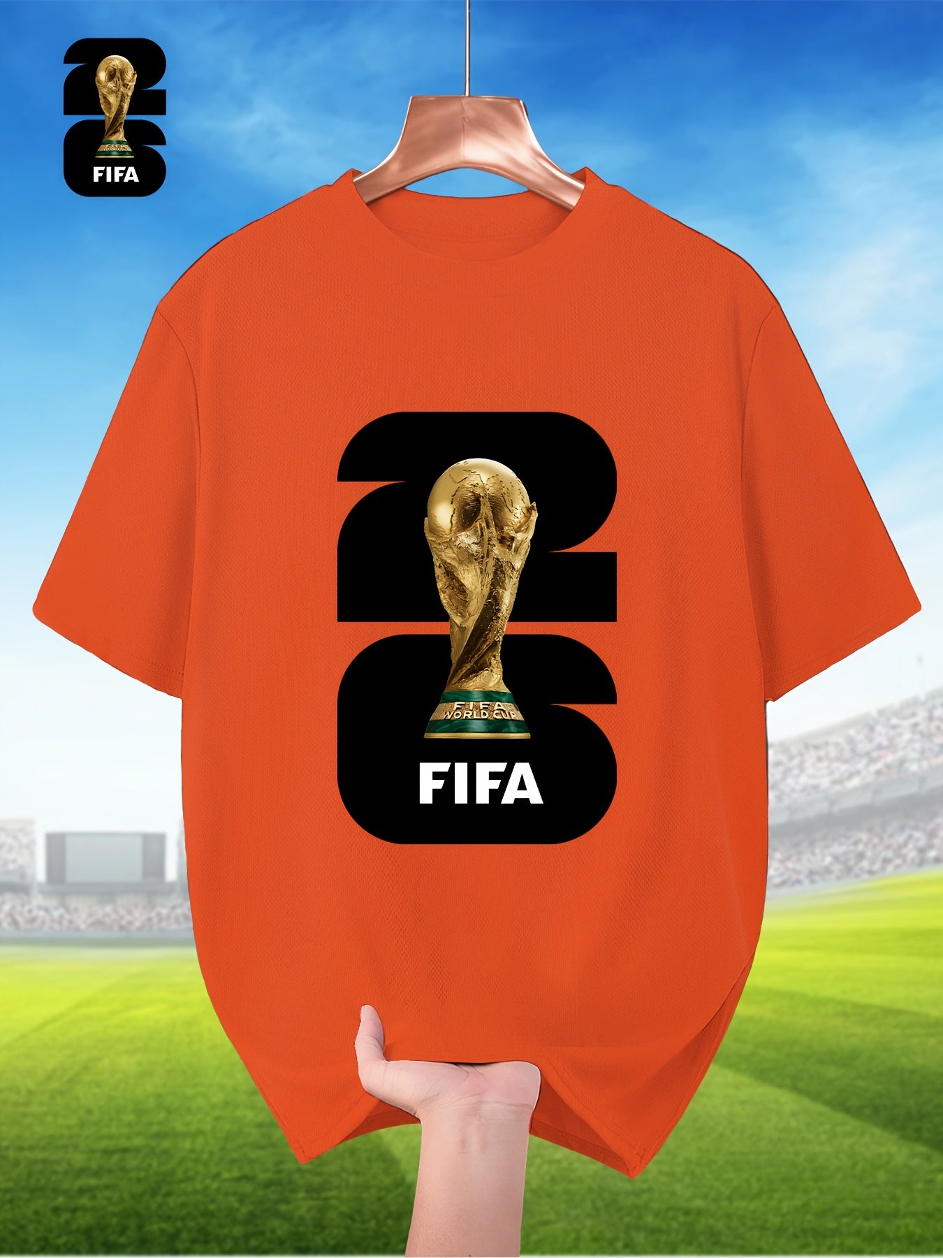 Men's Breathable Summer T-Shirt with FIFA World Cup Print
