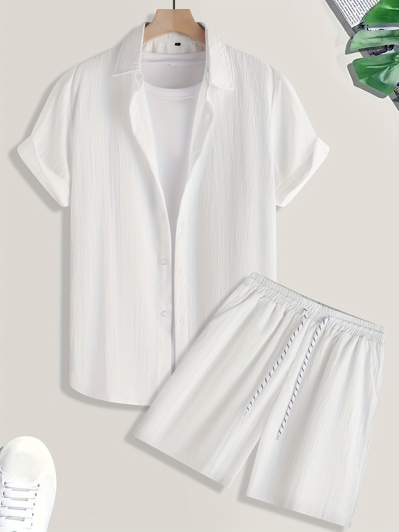 Men's Casual Short-Sleeve Shirt and Shorts Summer Set