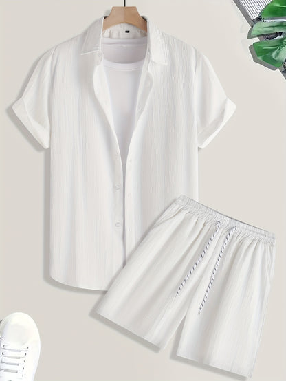 Men's Casual Short-Sleeve Shirt and Shorts Summer Set