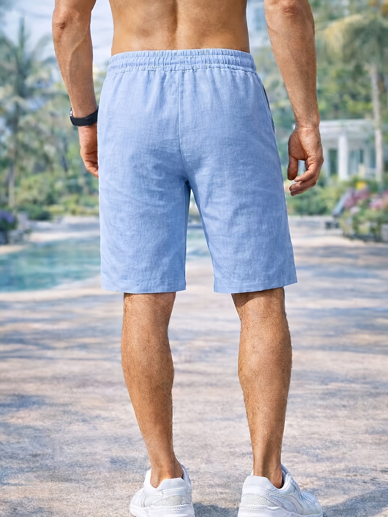 Men's Cotton Casual Beach Shorts with Drawstring Waist 3-Pack