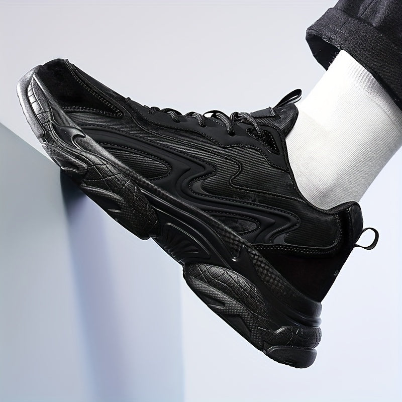 Men's Casual Athletic Sneakers - Lightweight, Breathable Running Shoes with Soft PU Sole for Outdoor Activities, Lace-Up Closure, Striped/Plaid Design, Casual Running Shoes | Sporty Midtop Sneakers | Pu Upper Sneakers - ayq