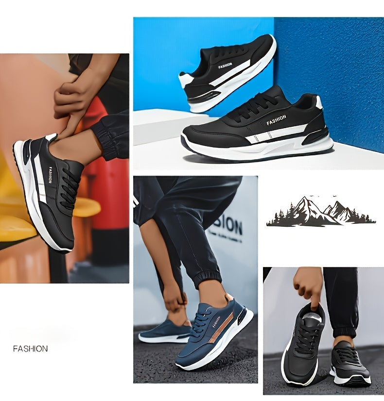 Men's Road Running Shoes, Large Size Men's Outdoor Hiking Shoes, Lace-up Walking Shoes, Training Shoes, Low-top Running Shoes, Trendy Skate Shoes, Student Casual Sneakers for Spring, Summer, Autumn, and All Seasons