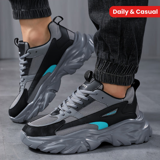 Men's Vintage Chunky Shoes, Comfy Non Slip Breathable Lace Up Sneakers For Men's Outdoor Activities