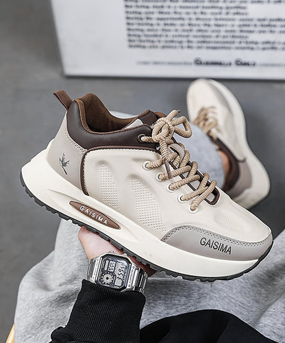 Men's Breathable Casual Sneakers - Trendy Dad Shoes with Thick Sole, Lace-Up, Mid-Top Design for Running  Fashion