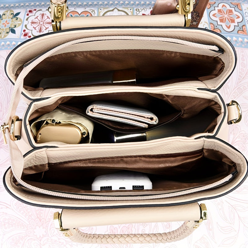 Chic Women's Shoulder Bag with Scarf Accent and Adjustable Strap