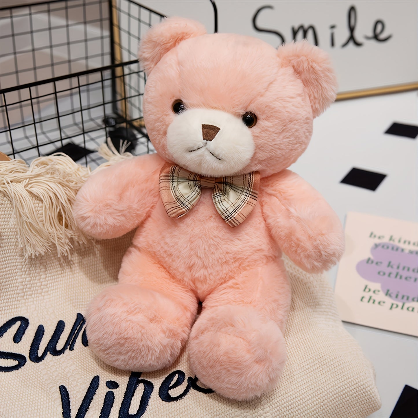 30cm/11.81in Teddy Bear Plush with Bow Tie Ribbon - // Kawaii, Huggable Cuddly Bear for Valentine's Gift, Birthday Present for &, Decor, Collectible Teddy Bear for &