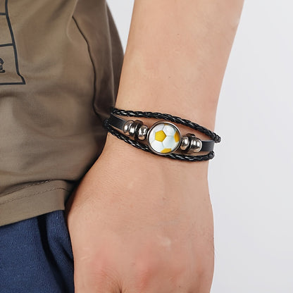 Fashionable PU Leather Football Fan Bracelet Sports Wristband