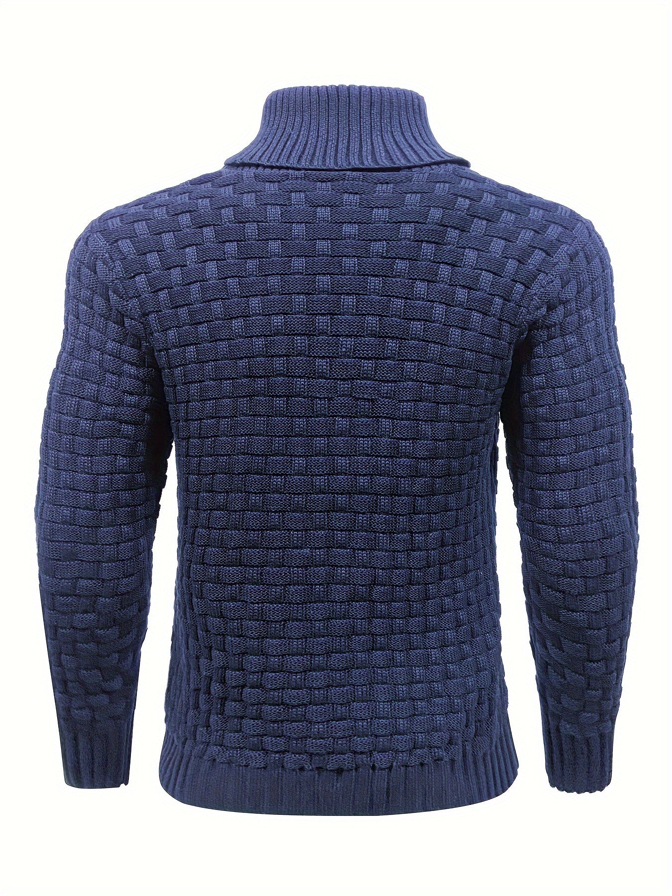 Men's Casual Waffle Pattern High Stretch Sweater, Chic Mature Pullover Sweater For Fall Winter