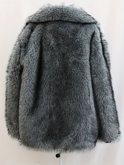 Men'S Faux Fur Coat with Imitation Fur Lining, Square Neck Zipper Short Winter Windproof Warm Loose Casual Jacket for Young Style