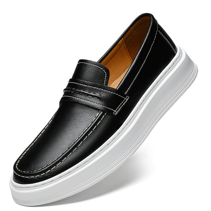 Men's All-Season Casual Loafers Slip-On Split Leather Shoes