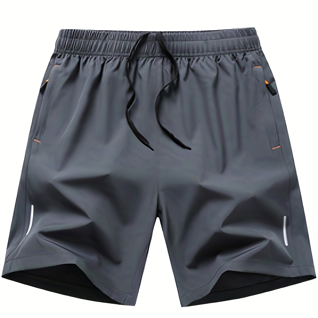 Men'S Ice Sliky Fiber Fabric Running Shorts - Breathable, Wrinkle-Resistant Athletic Shorts with Drawstring Waist & Zipper Pockets for Gym, Tennis, Skateboarding, Yoga, Gym Shorts, Yoga Apparel, Sporty Style, Antislip Constru