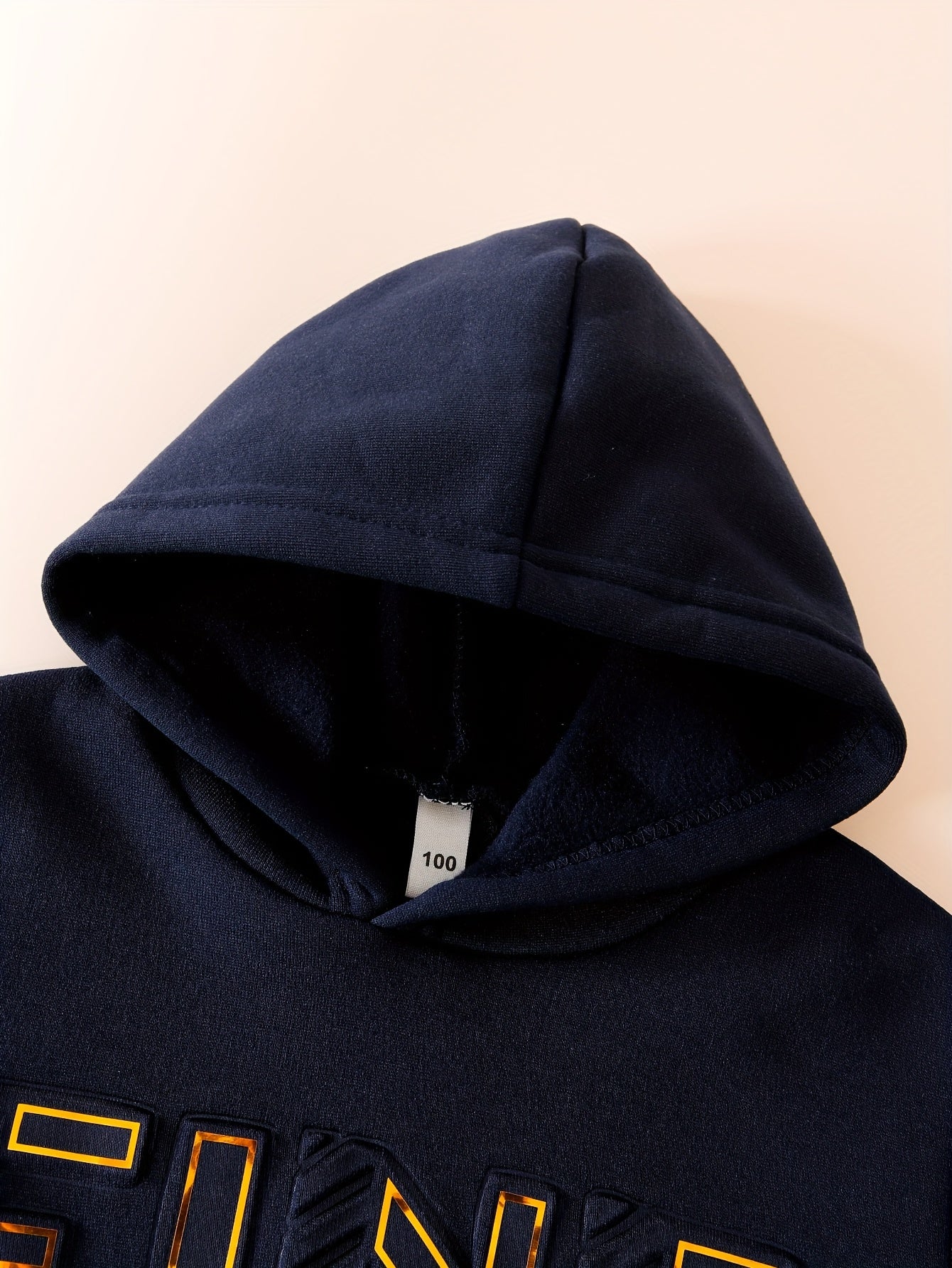 Autumn Winter Solid Color Fleece Hoodie Long Sleeve Letter Embossed Print Pockets Top Daily Versatile Sports Casual Warm Pants 2pcs Set, DONABEBE, for Outdoor