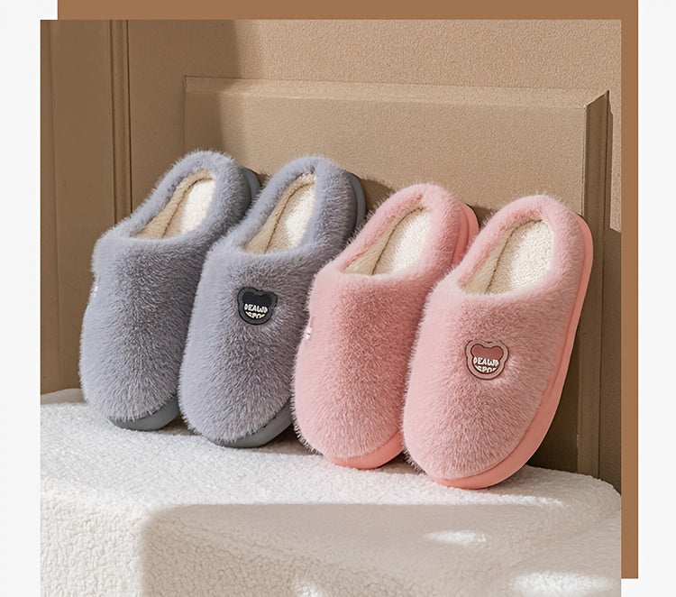 Cozy Plush Slippers for Men & Women - Winter Warm Indoor House Shoes with Non-Slip EVA Sole, Thick Cushioned Lining & Soft Round Toe - Unisex Slip-On Slippers for Home, Lounge, Bedroom (Men's & Women's Design), Slippers for G