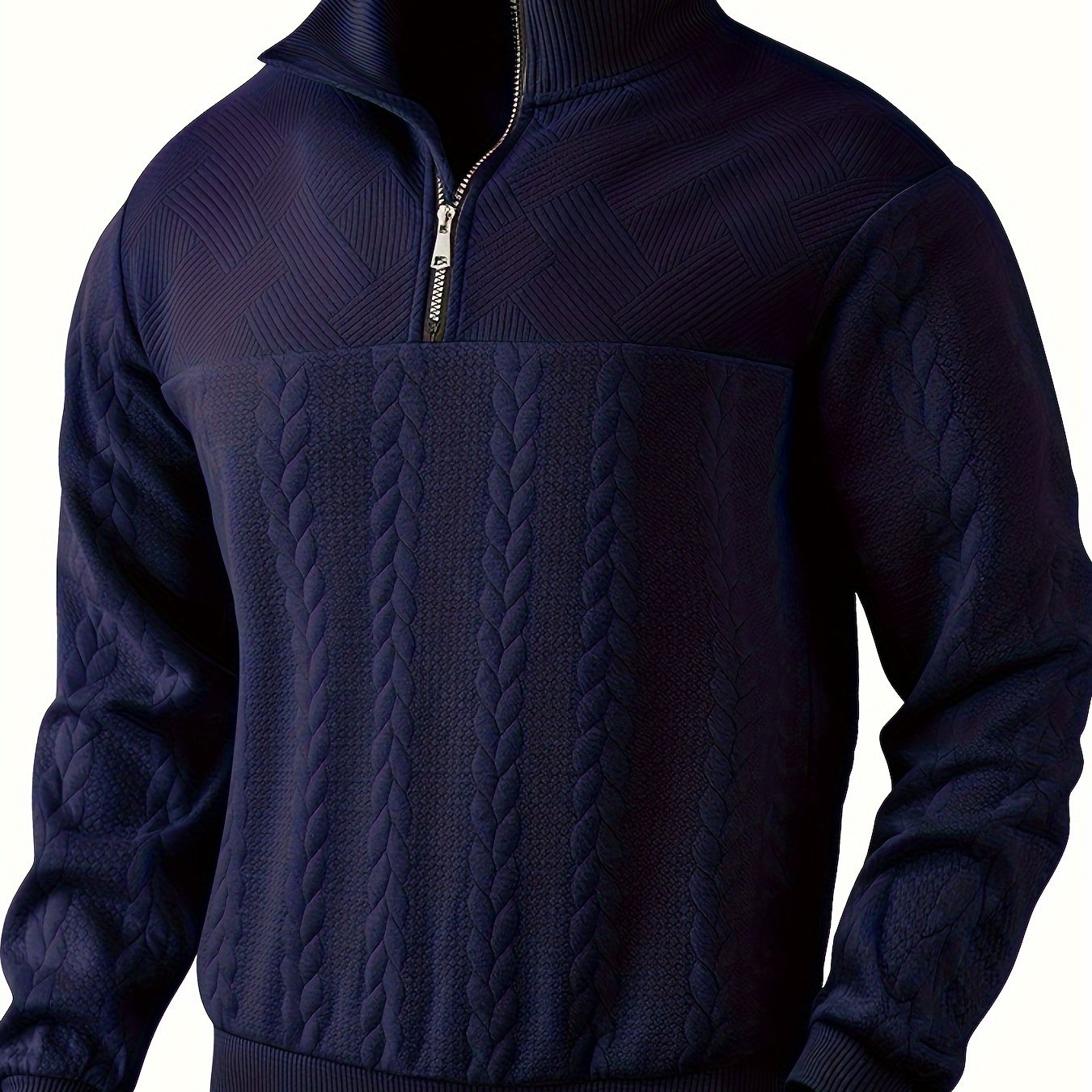 Cross-Border American Retro Casual Stand-Up Collar Zip-Up Loose Knitted Heavyweight Patchwork Jacquard Long-Sleeve Sweatshirt for Autumn And