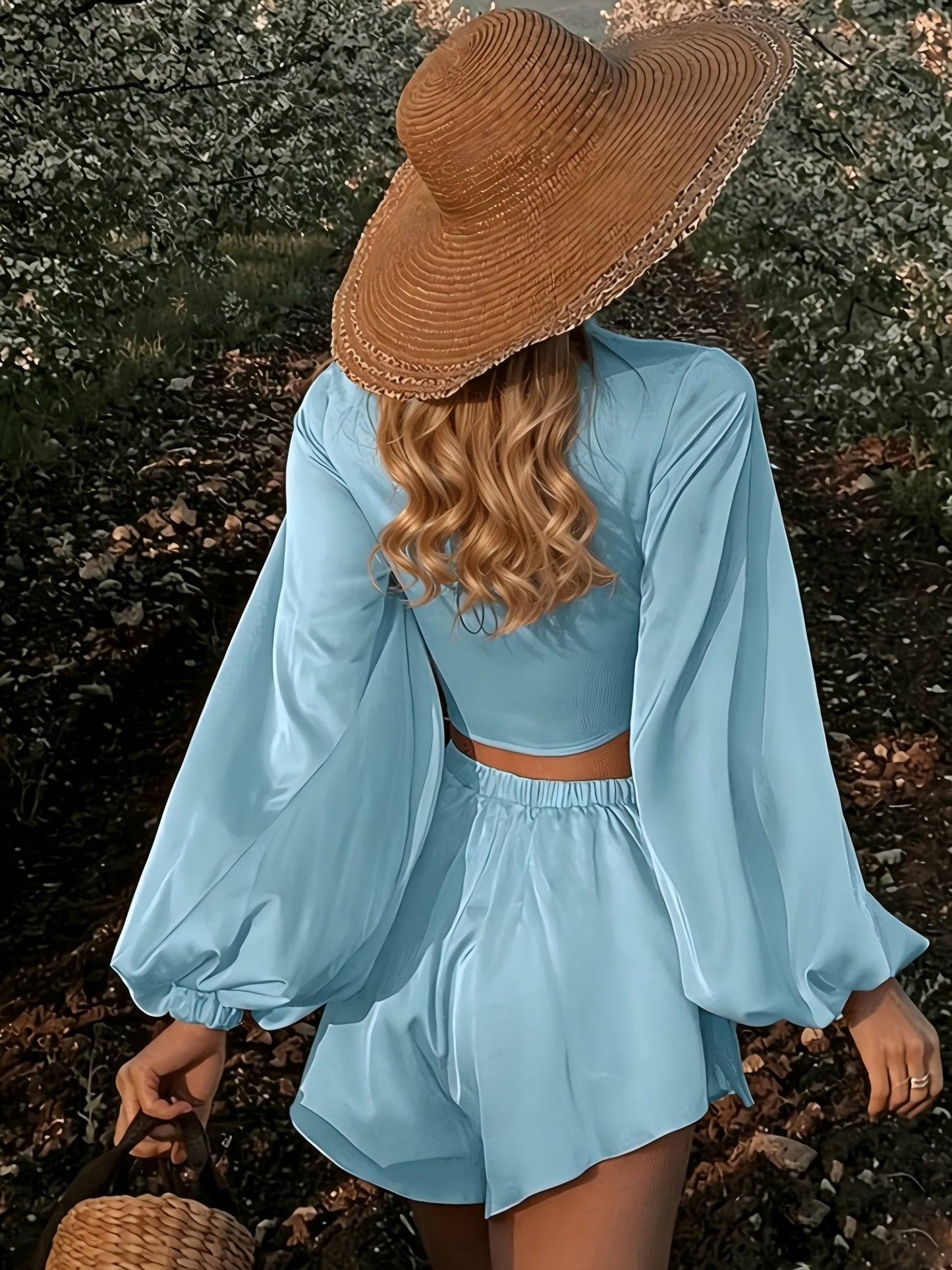 Women’s Summer Casual 2-Piece Vacation Set with Lace-Up Detail