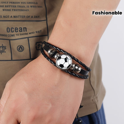 Fashionable PU Leather Football Fan Bracelet Sports Wristband