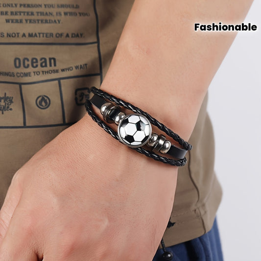 Fashionable PU Leather Football Fan Bracelet Sports Wristband