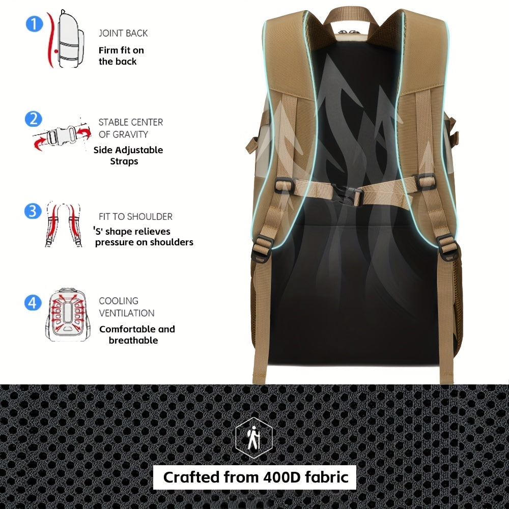 SWEET TOURIST Men'S Lightweight Hiking Backpack - Durable Oxford Fabric, Large Capacity, Adjustable Straps, Multiple Compartments for Outdoor Travel, Sports  Casual Use, Hiking Gear, Sturdy Construction