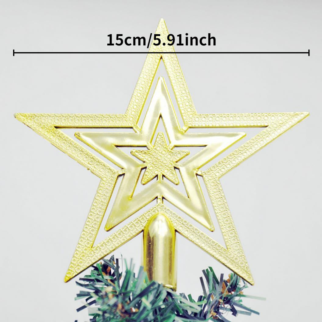 Glittering Golden Star Tree Topper - Elegant Shiny Plastic 5-Pointed Star with Sharp Tip & Stable Base, No-Electricity Christmas & Halloween Decoration for Xmas Tree, New Year's, Wedding, Birthday Party Decor - Durable Indoor