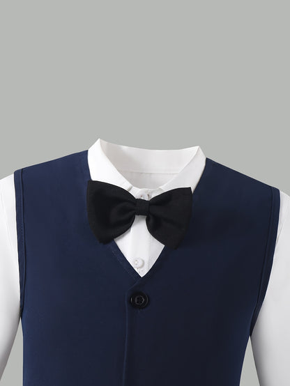 Boys' Slim Fit Formal Vest and Pants Set for Spring Summer