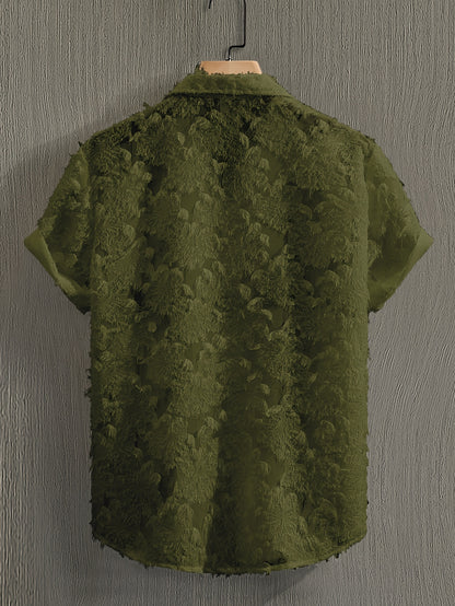 Men's Casual Short-Sleeve Polyester Shirt for Spring and Fall